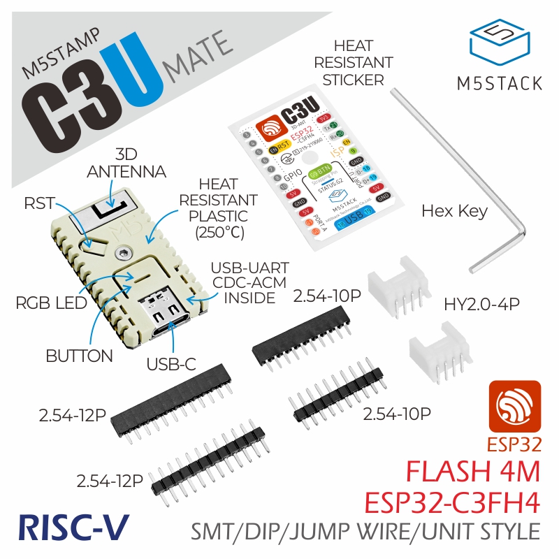 M5Stack Core2 - M5Stack Resmi M5Stamp C3U Mate Pim