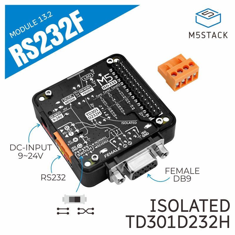 M5Stack - M5Stack Resmi RS232 Modülü 13.2, DB9