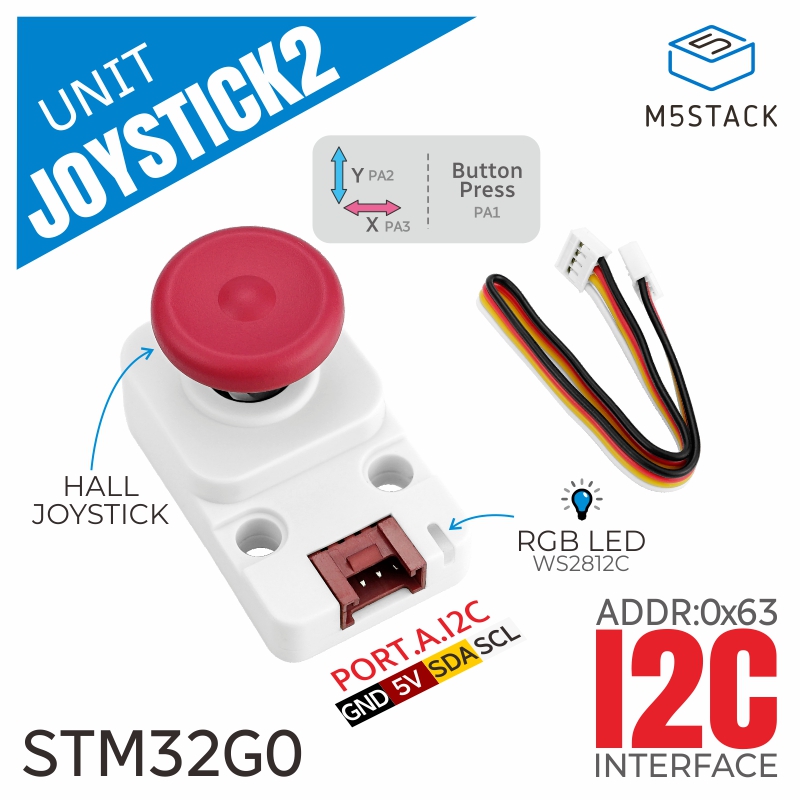 M5Stack Core2 - M5Stack Resmi I2c Joystick 2'li Ünite(STM32G030)