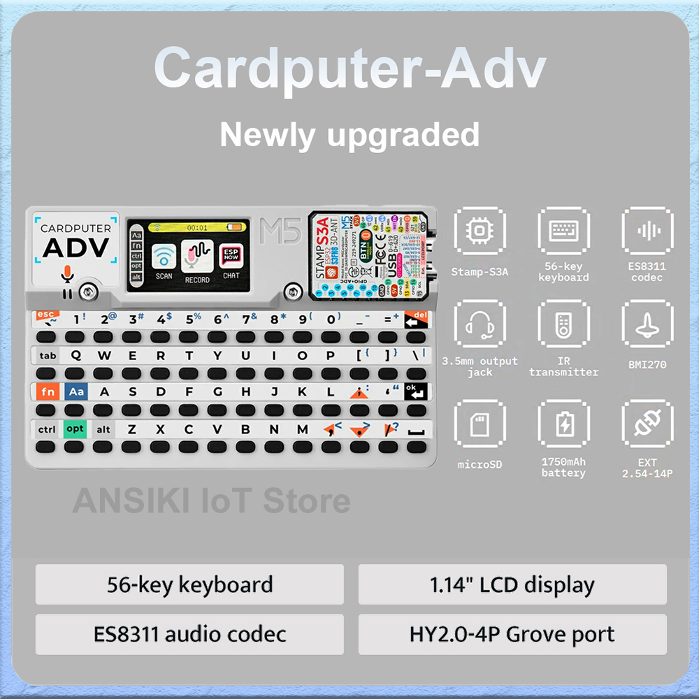 M5Stack - M5Stack Cardputer-Adv Programlanabilir Kart Bilgisayarı Stamp-S3A