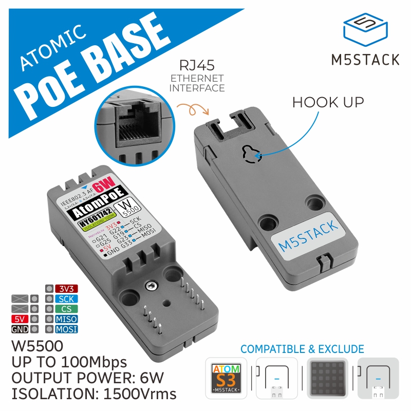 M5Stack - M5Stack Resmi ATOMIC PoE Tabanı W5500