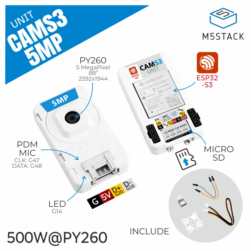 M5Stack Resmi Birim CamS3 Wi-F - M5Stack Core2 incelemesi ve fiyatı